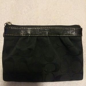 Coach black canvas and leather wristlet